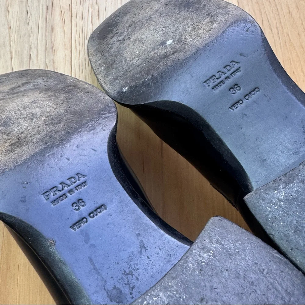 Prada Cap Toe Black Leather Boots Women’s EU 36 US 6 - Picture 2 of 9